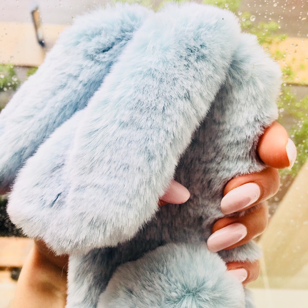 iPhone 8, 7 phone case furry bunny ears phone case
